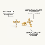 Pavé Cross Earrings - Maison Les Disciples