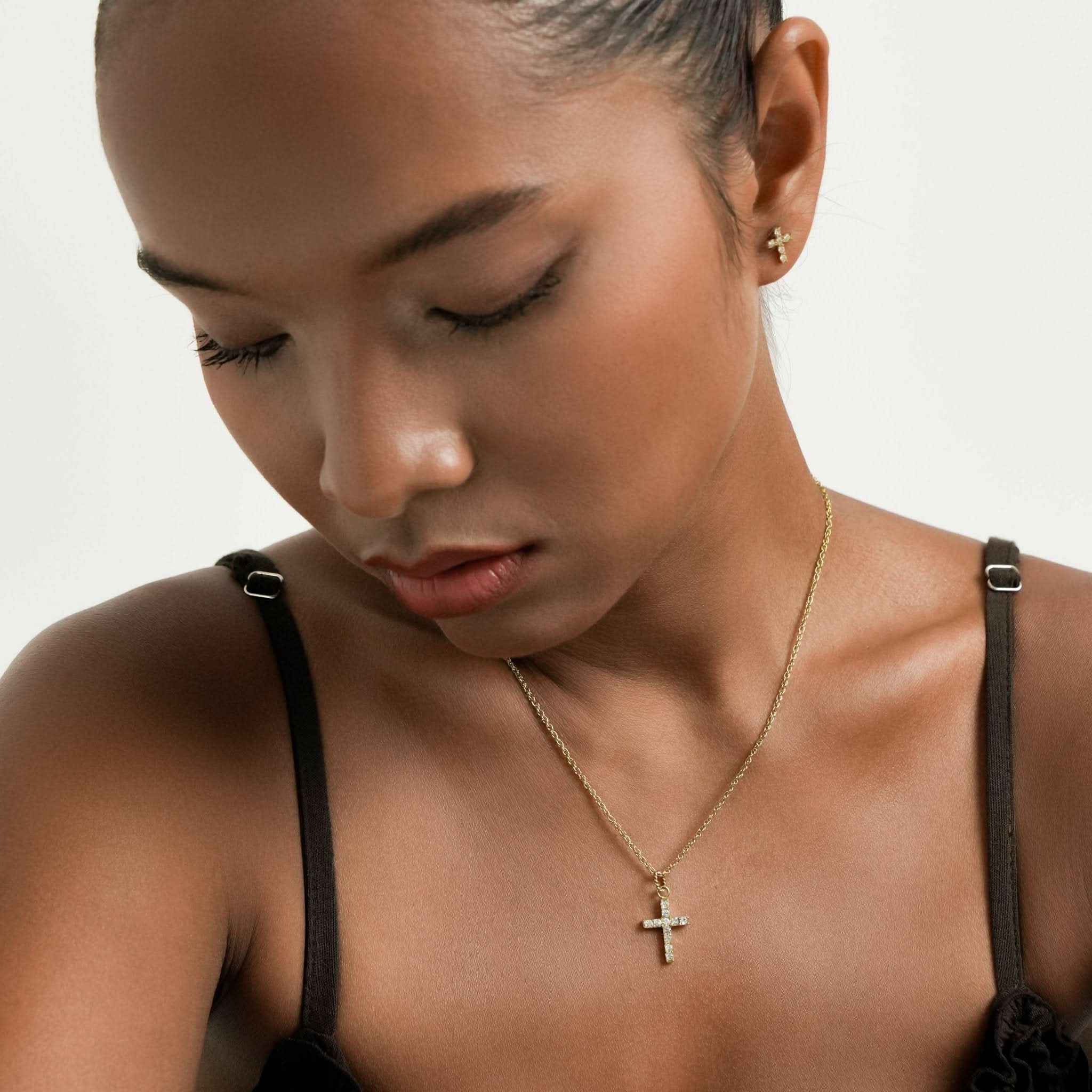 Pavé Cross Necklace - Maison Les Disciples