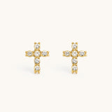 Pavé Cross Earrings - Maison Les Disciples