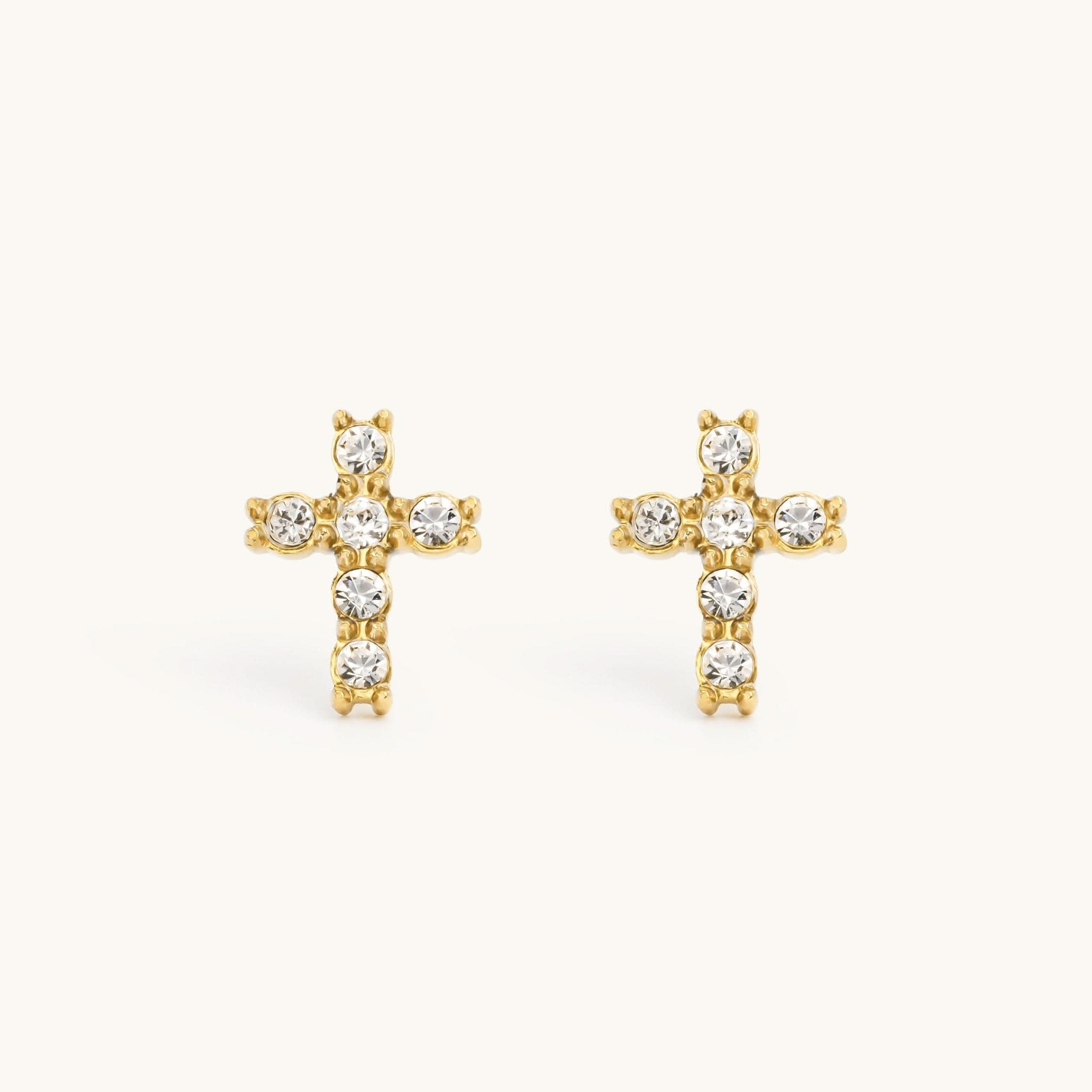 Pavé Cross Earrings - Maison Les Disciples