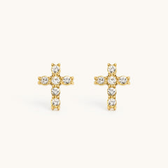 Pavé Cross Earrings - Maison Les Disciples