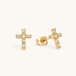 Pavé Cross Earrings - Maison Les Disciples