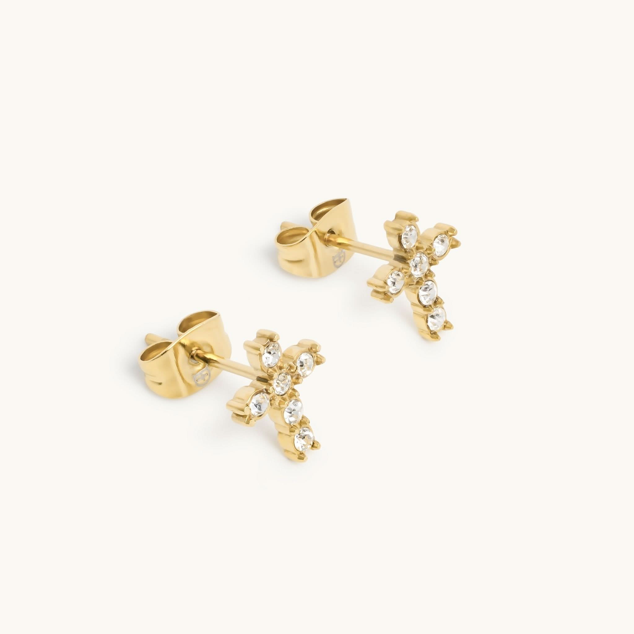 Pavé Cross Earrings - Maison Les Disciples