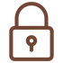 Brown lock icon on a white background